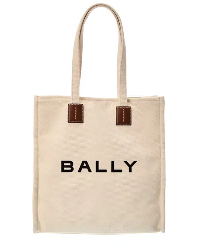 Bally Logo Akeley Canvas Tote In Neutral