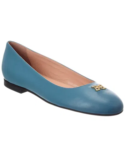 Bally Logo Bitey Leather Ballerina Flat In Blue