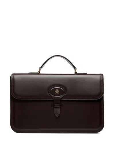 Bally Logo Briefcase In Brown