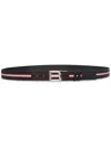 Bally Logo Belt Adjustable Metal Buckle In Black