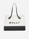 BALLY LOGO CANVAS AND LEATHER TOTE BAG
