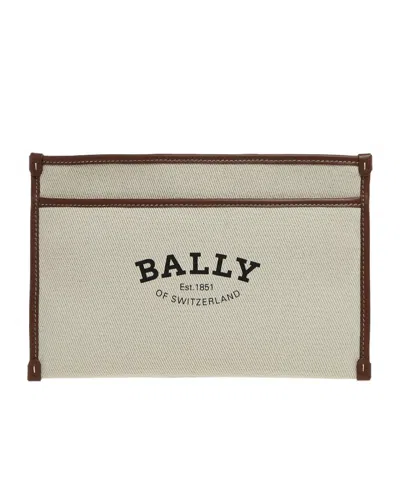 Bally Logo Clutch In Nude