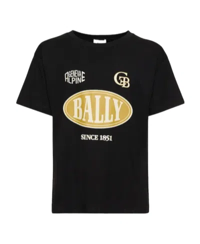 Bally Logo Cotton T-shirt In Black