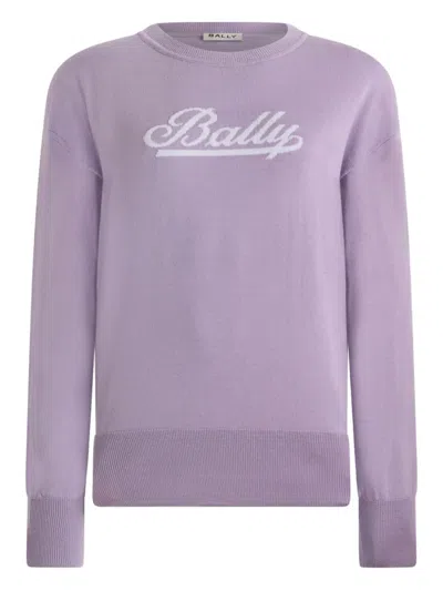 Bally Logo Crew-neck Sweater In Purple