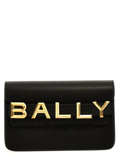 Bally Logo Crossbody Vernice Black Grained Calf Leather Shoulder Bag