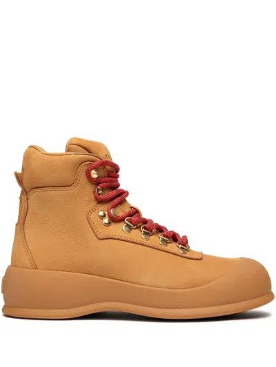 Bally Logo-debossed Leather Hiking Boots In Brown