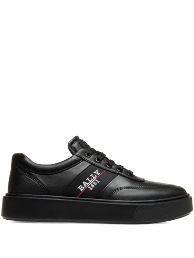 Bally Logo-detail Leather Sneakers In Black