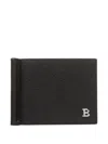 Bally Embossed Leather Money Clip Wallet In Black