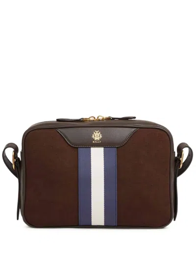 Bally Logo Detail Striped Shoulder Bag In Brown
