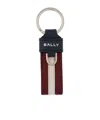 Bally Debossed Leather Keychain In Black
