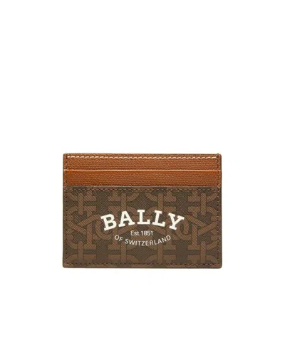 Bally Logo Details Card Bag In Brown