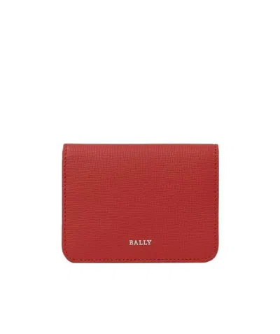 Bally Logo Details Card Bag In Red