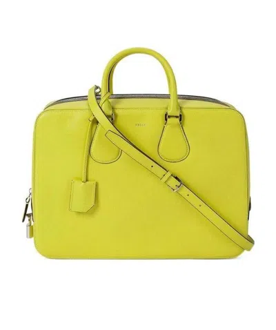 Bally Logo Details Handbag In Yellow