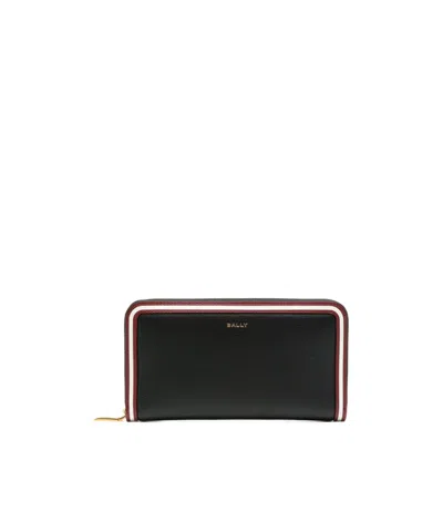 Bally Logo Embossed All-around Zipped Wallet In Black