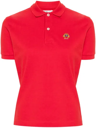 Bally Logo-embroidered Cotton Polo Top In Red