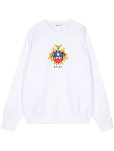 Bally Logo-embroidered Cotton Sweatshirt In White