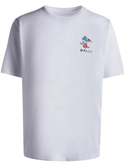 Bally Logo-embroidered Cotton T-shirt In White