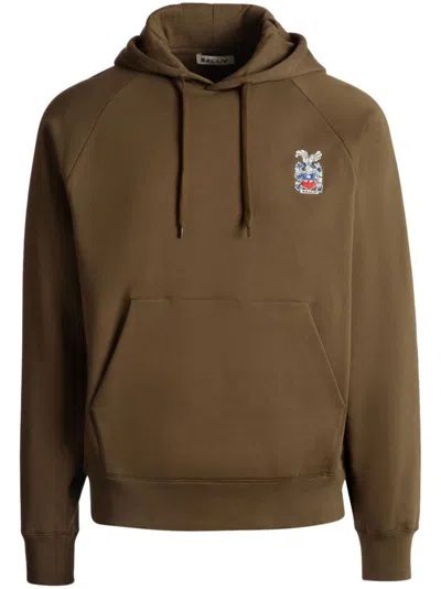 Bally Logo-embroidered Hoodie In Brown