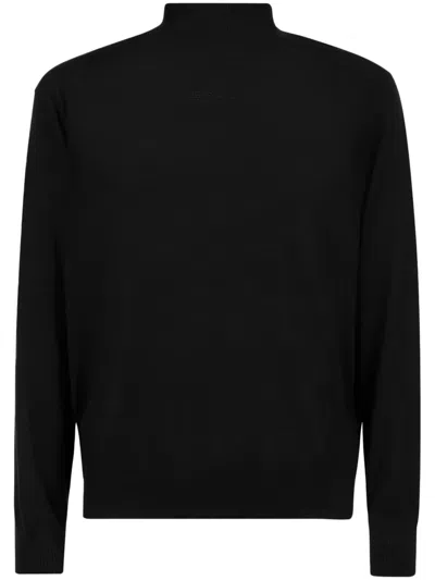 Bally Logo-embroidered Merino-wool Jumper In Black