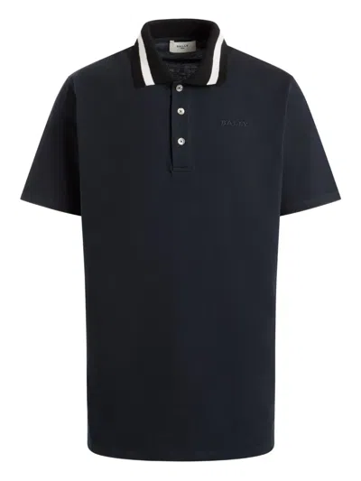 Bally Logo-embroidered Polo Shirt In Black