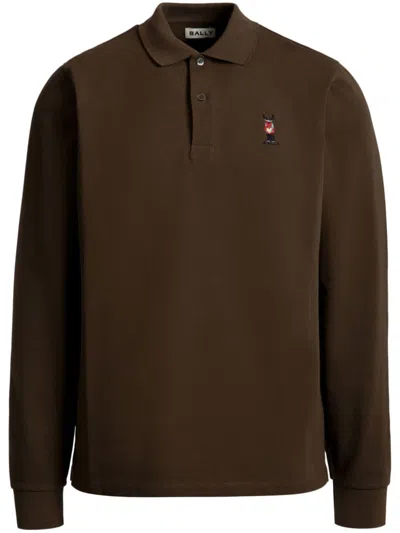 Bally Poloshirt Mit Logo-stickerei In Braun