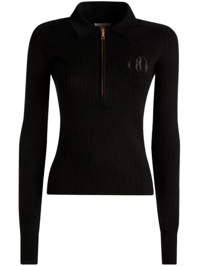 Bally Logo-embroidered Ribbed-knit Jumper In Black