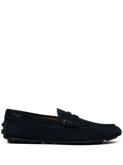Bally Logo-embroidered Round-toe Loafers In Black