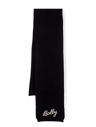 Bally Logo-embroidered Scarf In Black
