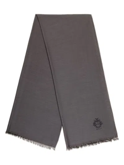 Bally Logo-embroidered Scarf In Grey