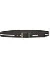 Bally Striped Logo Print Belt In Black