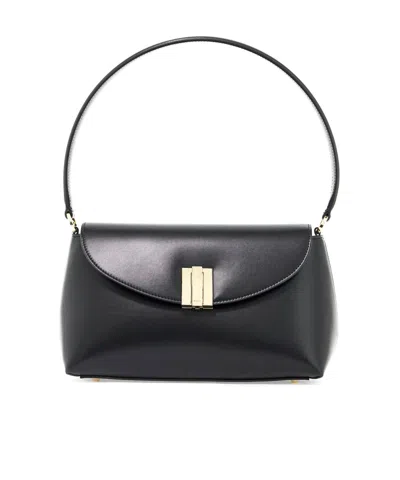 Bally Logo Engraved Foldover-top Shoulder Bag In Black