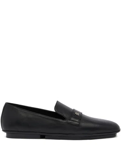 Bally Logo Leather Loafers In Black