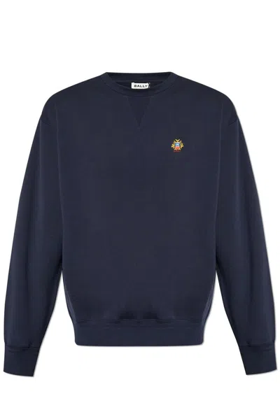 Bally Logo Embroidered Sweater In Navy