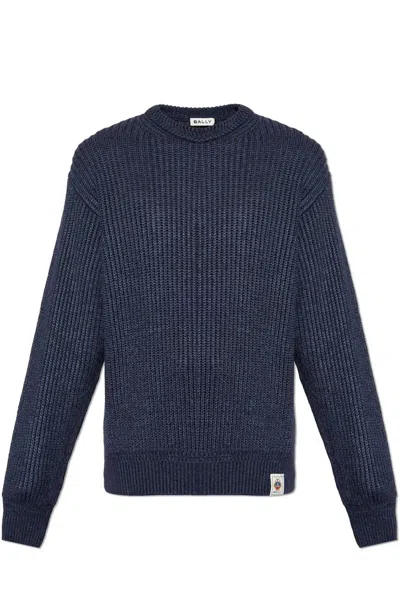 Bally Alpaca & Silk Crewneck Sweater In Navy