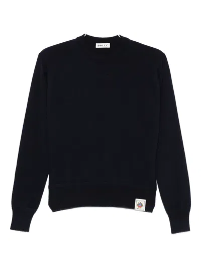 Bally Logo-patch Cashmere Sweater In Blue