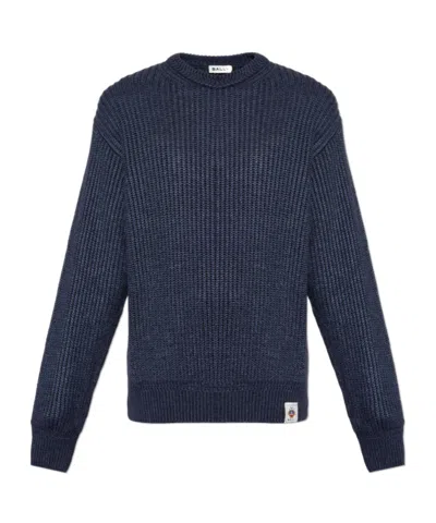 Bally Logo-patch Crewneck Jumper In Blue