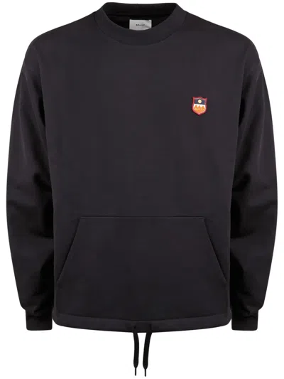 Bally Logo-patch Drawstring Sweatshirt In Blue