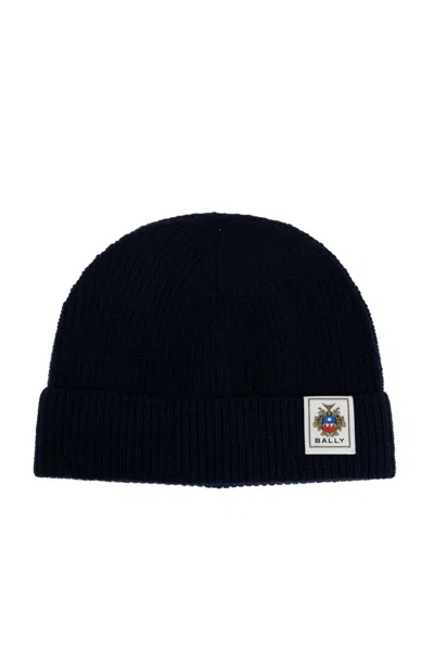 Bally Logo Patch Knitted Beanie In Black