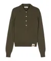 Bally Knitted Cashmere Polo Top In Green