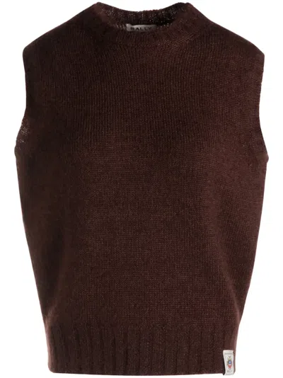 Bally Logo-patch Knitted Top In Brown