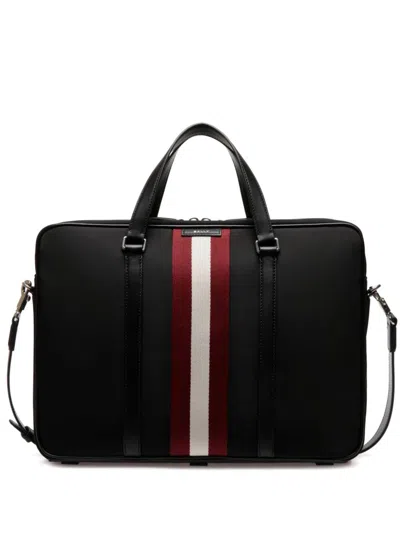 Bally Stripe-detail Laptop Bag In Black