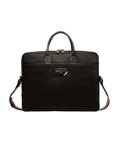 Bally Logo-patch Laptop Bag In Black