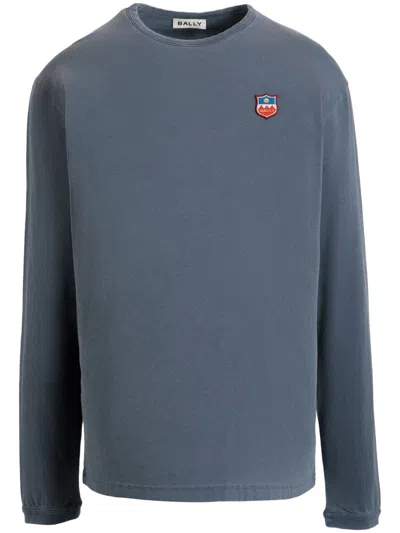 Bally Logo Patch Long-sleeve T-shirt In Blue