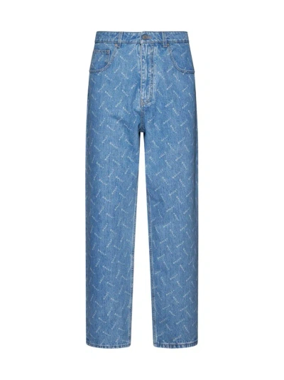 Bally Logo Patch Mid Rise Jeans In Blue