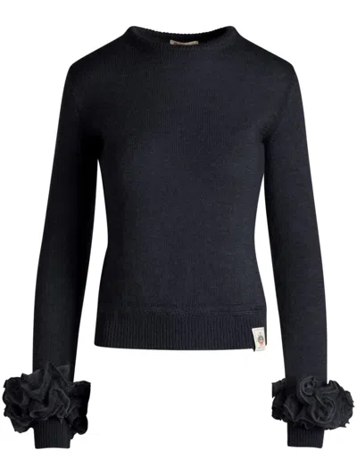 Bally Logo-patch Mohair Jumper In Blue