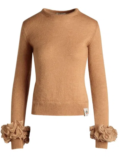 Bally Logo-patch Mohair Jumper In Neutrals