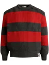 Bally Logo-patch Striped Jumper In Red