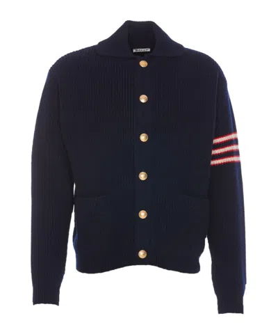 BALLY BALLY LOGO PATCH STRIPED KNITTED JACKET