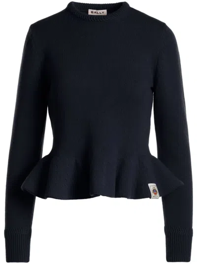 Bally Logo-patch Wool Jumper In Blue