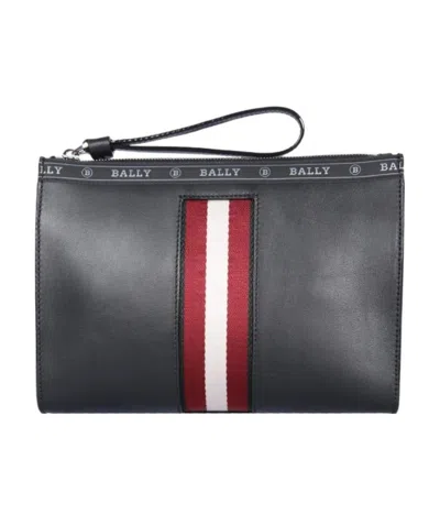 Bally Logo Patch Zipped Pouch In Gray